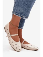 Dámské baleríny s páskem a sponou béžové model 21744513 - Boto