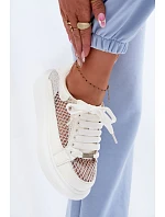 Kožené dámske tenisky s dekoráciou GOE TT2N4010 White Kožené dámske tenisky s dekoráciou GOE TT2N4010 White