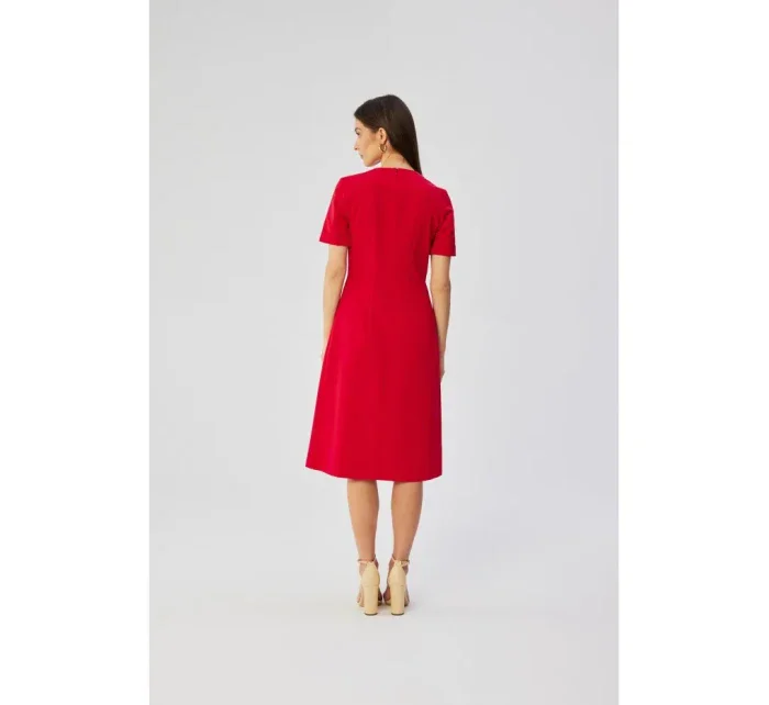 S361 Šaty s bočným rozparkom - červené