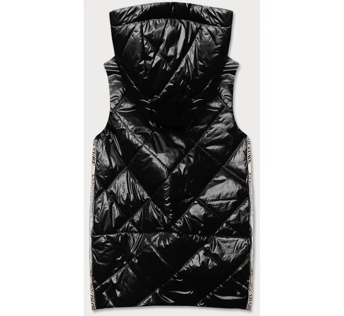 Lesklá čierna dámska vesta (AG3-02)