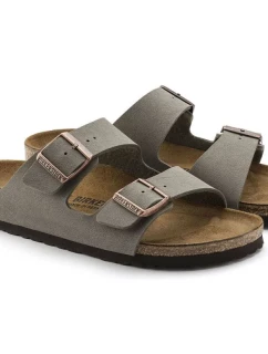 Birkenstock žabky Arizona Birko-Flor Nubuck Stone regular wide grey (0151211)