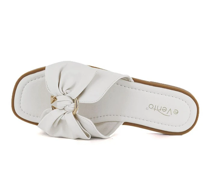 Dámske ploché žabky s mašľou biele eVento 5479
