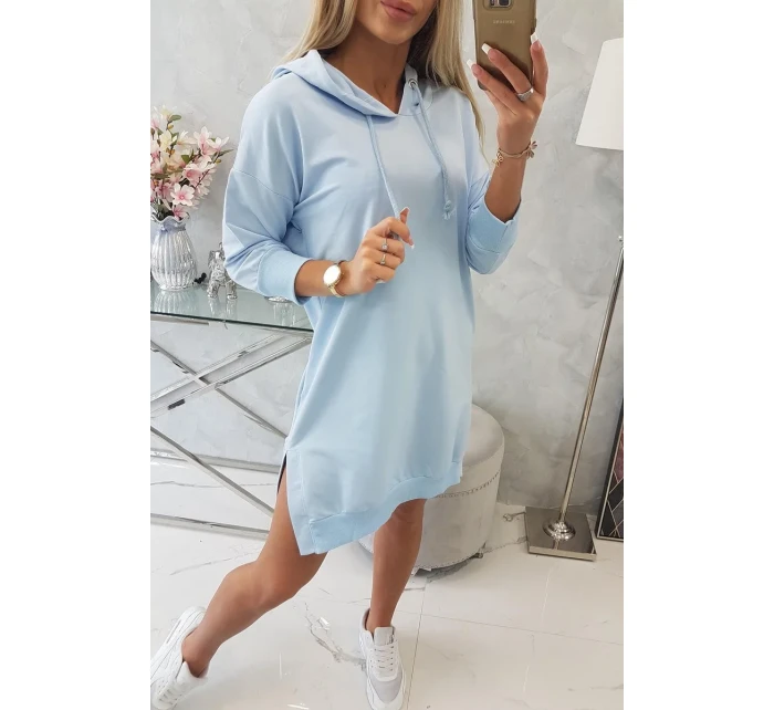 Šaty s kapucňou a dlhším chrbtom modré Šaty s kapucňou a dlhším chrbtom modré