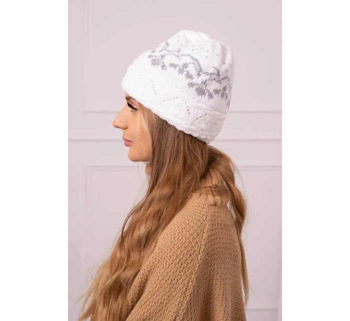 Dámska čiapka Kira K374 biela+sivá