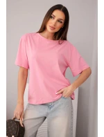 Dámska bavlnená základná blúzka s krátkymi rukávmi svetlo ružová Dámska bavlnená základná blúzka s krátkymi rukávmi svetlo ružová