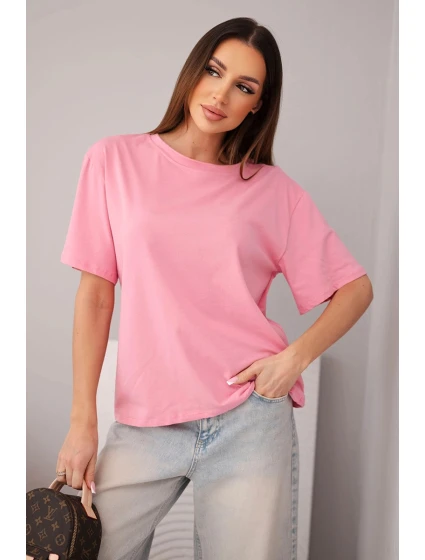 Dámska bavlnená základná blúzka s krátkymi rukávmi svetlo ružová Dámska bavlnená základná blúzka s krátkymi rukávmi svetlo ružová
