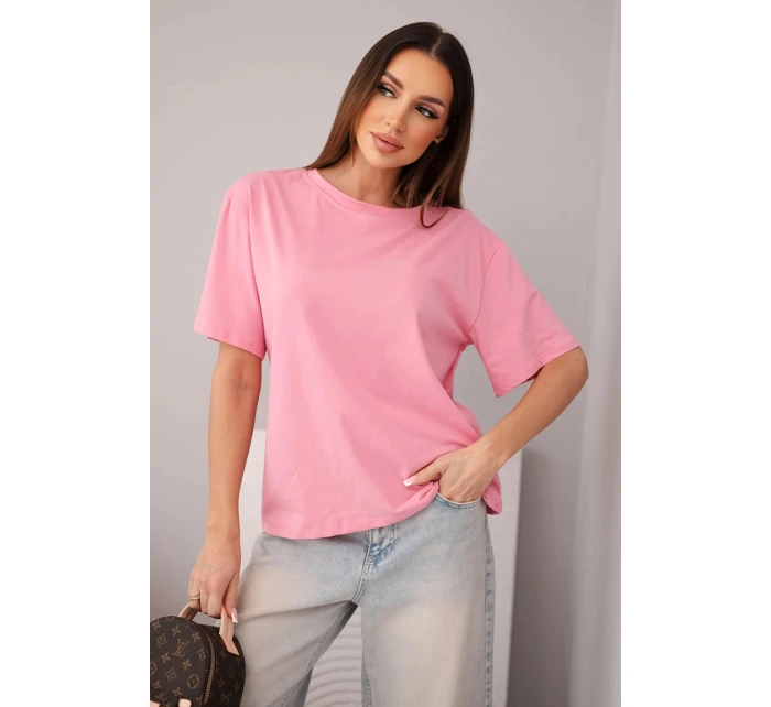 Dámska bavlnená základná blúzka s krátkymi rukávmi svetlo ružová Dámska bavlnená základná blúzka s krátkymi rukávmi svetlo ružová