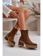 Botki Damskie Na Słupku Z Eko Zamszu Ocieplane Ciemnobrązowe Nevitas Botki Damskie Na Słupku Z Eko Zamszu Ocieplane Ciemnobrązowe Nevitas