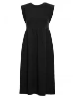 M581 Šaty bez rukávov s vysokým pásom - čierne