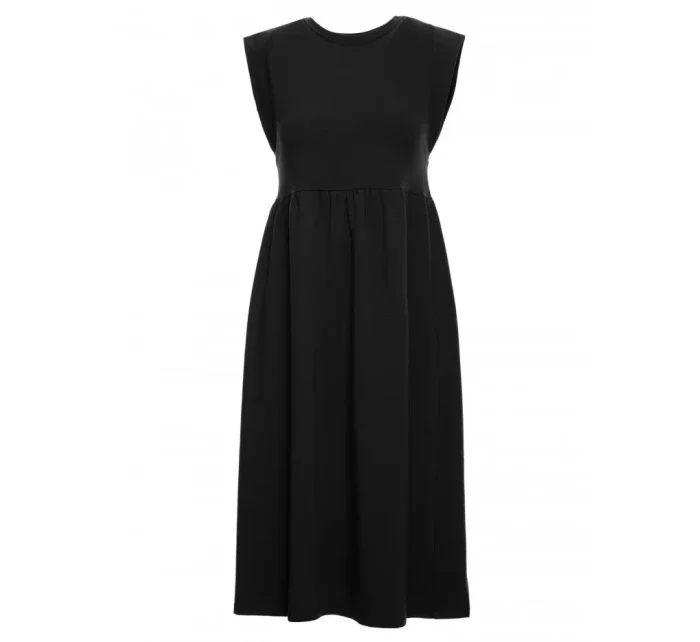 M581 Šaty bez rukávov s vysokým pásom - čierne