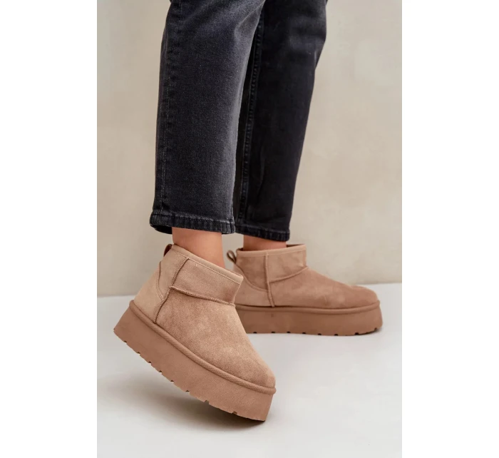 Dámske snežnice na platforme Ninala - tmavo béžové Dámske snežnice na platforme Ninala - tmavo béžové