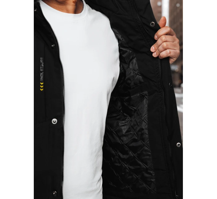 Pánska prechodná bunda s kapucňou čierna FashionStreet TX4997