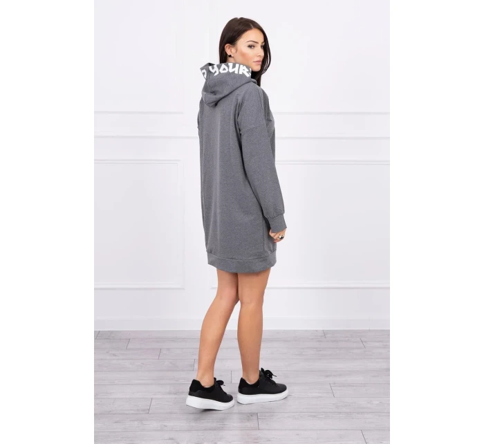Oversize šaty s kapucňou v grafitovej farbe