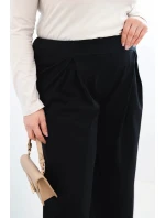 Dámske Plus veľkosť široké nohavice s Foldover čierna Dámske Plus veľkosť široké nohavice s Foldover čierna