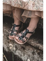 Dětské sandály na suchý zip s pruhy Černá model 21621461 - Boto