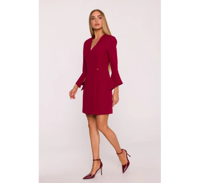 M876 Šaty so širokými manžetami - bordové