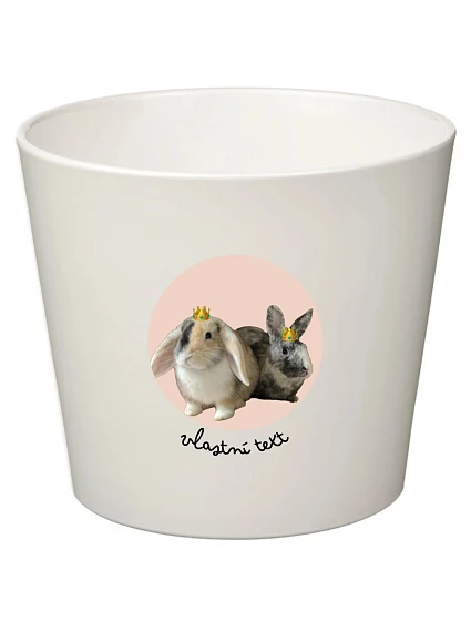 Bílý keramický květináč s výřezem fotky na podkladu - velký 