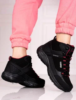 Módní dámské  trekingové boty černé bez podpatku