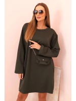 Dámská viskózová sukýnka Plus Size s model 21232407 na řetízku khaki - K-Fashion