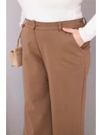 Dámské kalhoty Plus Size s širokými nohavicemi a vysokým pasem světlé camelové Dámské kalhoty Plus Size s širokými nohavicemi a vysokým pasem světlé camelové