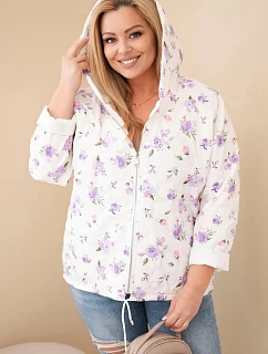 Dámská jarní bunda Plus Size s model 22043022 květinovým vzorem fialová - K-Fashion