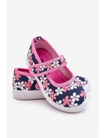 Dziecięce Baleriny W Kwiatuszki Granatowo-Różowe Noah Dziecięce Baleriny W Kwiatuszki Granatowo-Różowe Noah