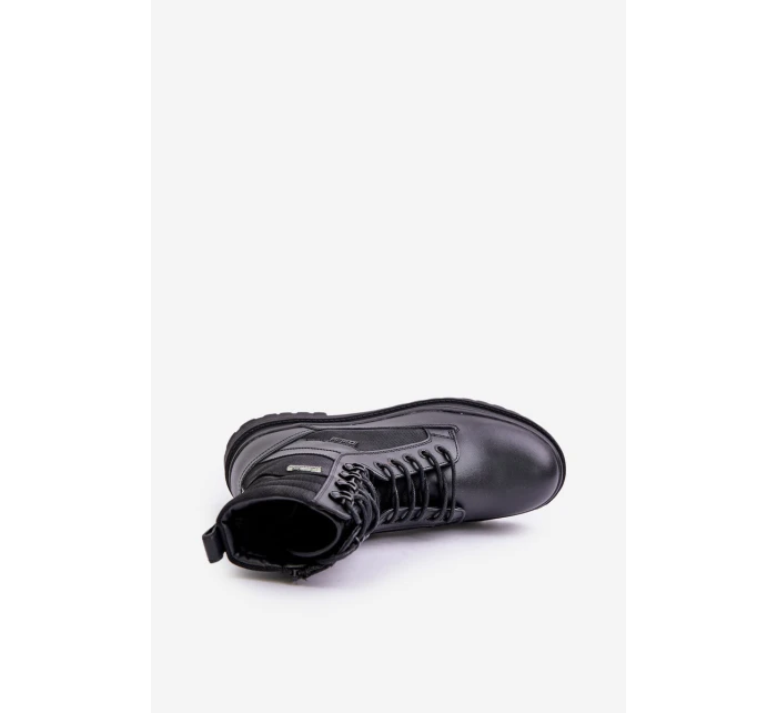 Skórzane Trapery Botki Męskie Ocieplane Big Star OO174164 Czarne Skórzane Trapery Botki Męskie Ocieplane Big Star OO174164 Czarne