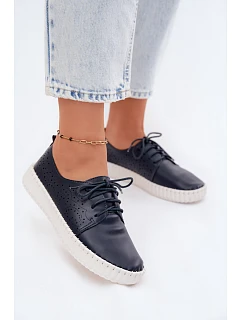 Dámské otevřené polobotky na šněrování tmavě modré Pearla