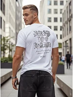 Pánske bavlnené tričko s potlačou biele FashionStreet RX5434