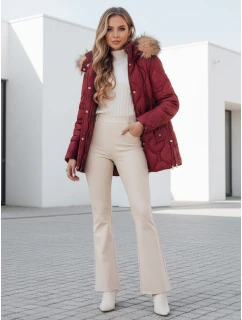 Dámska zimná bunda LUMORE prešívaná bunda s kapucňou bordová FashionStreet TY5014
