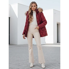 Dámska zimná bunda LUMORE prešívaná bunda s kapucňou bordová FashionStreet TY5014