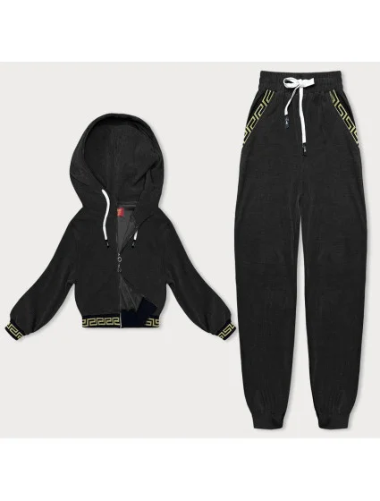 Černý žebrovaný teplákový komplet s ozdobnými stahovacími lemy model 18901870 - LHD