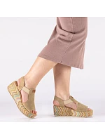 Dámske sandále na podpätku béžové Rieker 69472-60