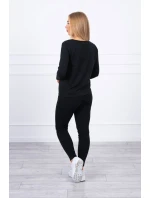 Sada s knoflíkovým výstřihem černé barvy Sada s knoflíkovým výstřihem černé barvy