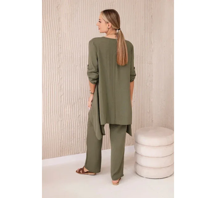 Sada halenky + kalhot s přívěskem khaki Sada halenky + kalhot s přívěskem khaki