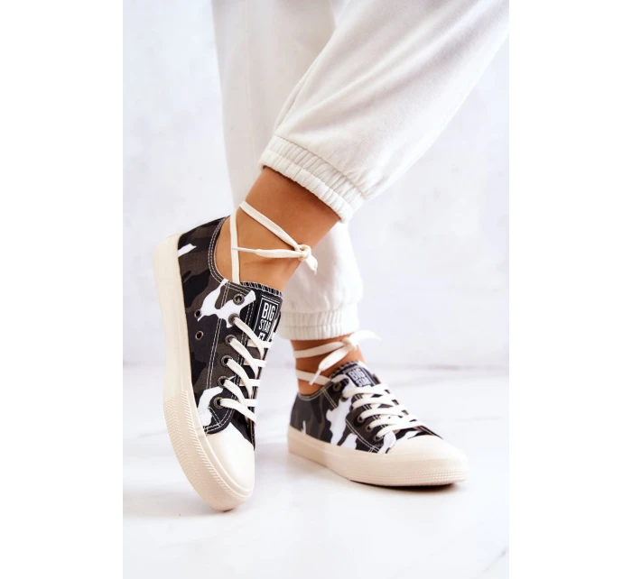 Damskie Materiałowe Trampki Moro BIG STAR JJ274237 Biało-Szare Damskie Materiałowe Trampki Moro BIG STAR JJ274237 Biało-Szare