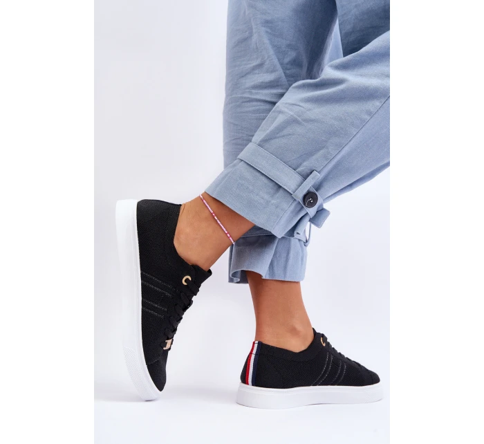 Damskie Sznurowane Trampki Czarne Etna Damskie Sznurowane Trampki Czarne Etna