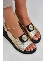 Dámské Sandály Na Klínu Zlaté model 21685250 - Boto Dámské Sandály Na Klínu Zlaté model 21685250 - Boto