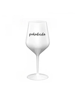 POHODINDA - biely nerozbitný pohár na víno 470 ml