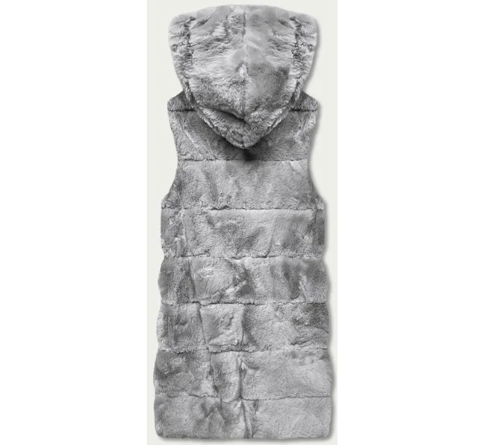 Šedá kožešinová vesta s kapucí model 17836736 - S'WEST Šedá kožešinová vesta s kapucí model 17836736 - S'WEST