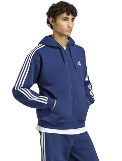 Pánská mikina adidas Essentials 3-Stripes Fleece Full-Zip Hoodie, tmavě modrá KY4144