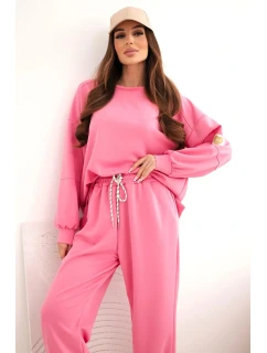 Dámska maslová súprava s voľnou mikinou a nohavicami LOVE pink