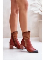 Ocieplane Botki Damskie Na Obcasie Słupku Brązowe Relabina Ocieplane Botki Damskie Na Obcasie Słupku Brązowe Relabina