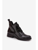 Lakierowane Ocieplane Botki Damskie Z Ozdobnym Detalem S.Barski HY52-525 Czarne