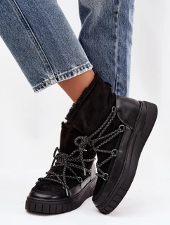 Dámske šnurovacie snežnice Isalisse - čierne