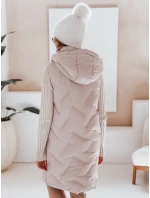 Dámská dlouhá prošívaná vesta s kapucí béžová Dstreet model 21991336 - FashionStreet