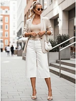 Bermudy damskie jeansowe z paskiem z wysokim stanem białe model 22161307 - FashionStreet