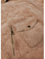 Krátka béžová vlnená bunda typu "alpaka" (553)