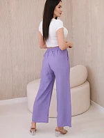 Viskózové nohavice so širokými nohavicami fialové