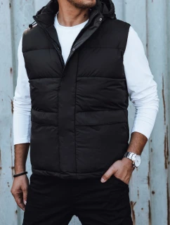 Pánska prešívaná vesta s kapucňou čierna FashionStreet TX4782